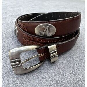 University Alabama Crimson Tide Zep-Pro Braided Leather Belt‎ Men’s 46 Brown